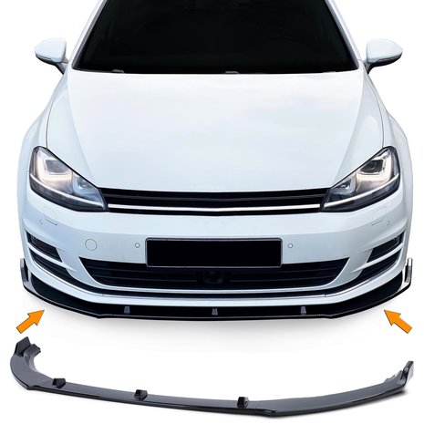 Frontspoiler hoogglans zwart passend voor Volkswagen Golf 7 model 2012 - 2021