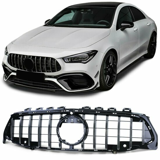 Glanzend zwarte gril passend voor Mercedes CLA C118 en X118 model vanaf 2019