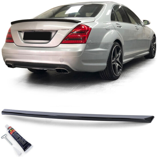 Spoiler glanzend zwart passend voor Mercedes S-Klasse W221 model 2005 - 2009