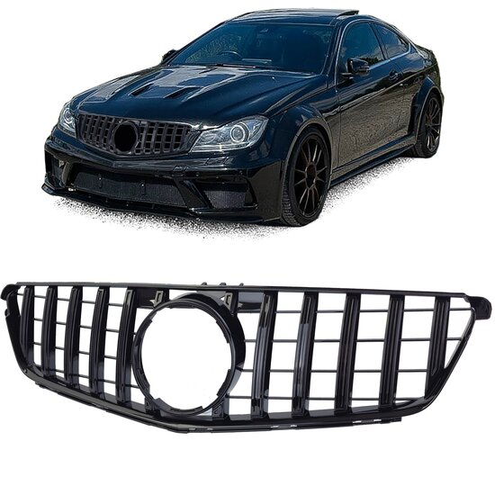 Glanzend zwarte grill passend voor Mercedes C-Klasse W204, S204 en C204 model 2007 - 2015