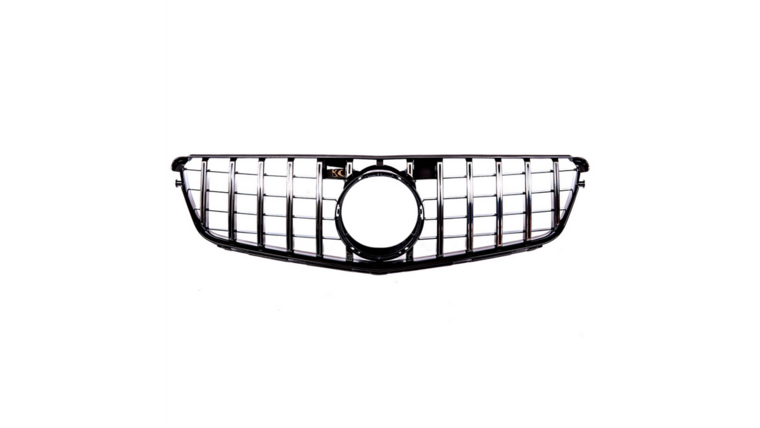 Glanzend zwarte grill met chromen accenten passend voor Mercedes C-Klasse W204, S204 en C204 model 2007 - 2015