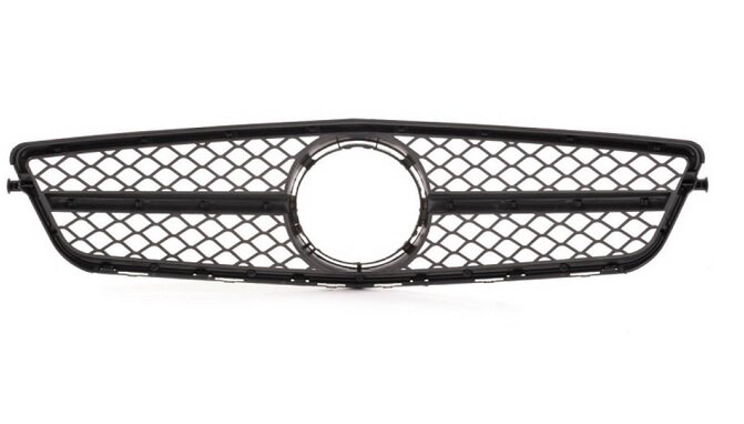 Glanzend zwarte grill met chromen accenten A-style passend voor Mercedes C-Klasse W204, S204 en C204 model 2007 - 2015