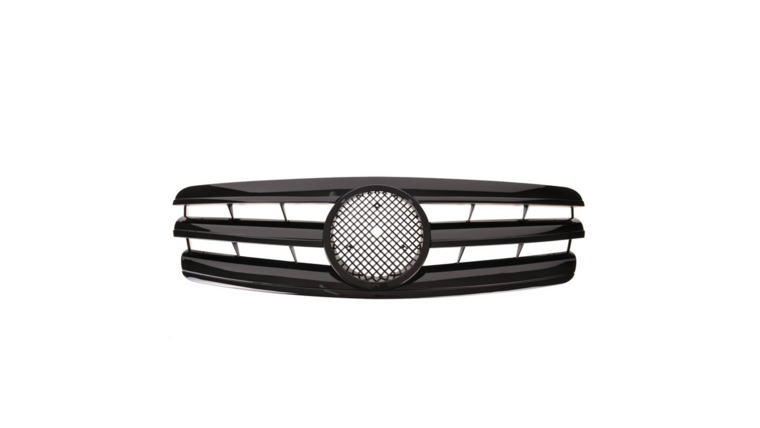 All black grill drie strepen passend voor Mercedes C-Klasse W203 en S203 model 2000 - 2007