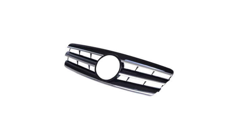 Zwart met chromen grill drie strepen passend voor Mercedes C-Klasse W203 en S203 model 2000 - 2007