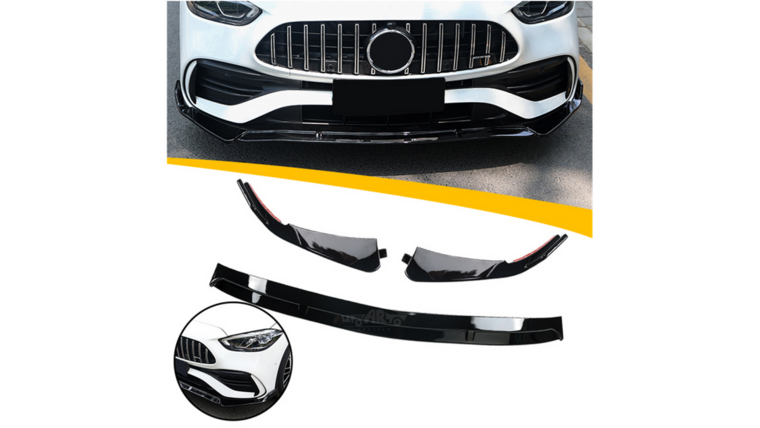 Glanzend zwarte front spoiler passend voor Mercedes C-Klasse W206 en S206