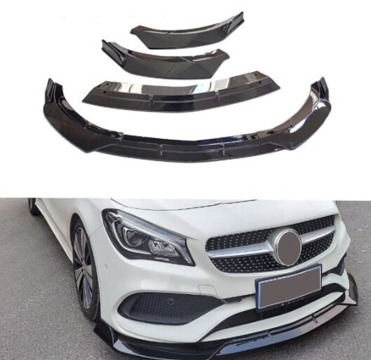 Glanzend zwarte spoiler passend voor Mercedes CLA C117 en X117 facelift model 2014 - 2019 met AMG-line voorbumper