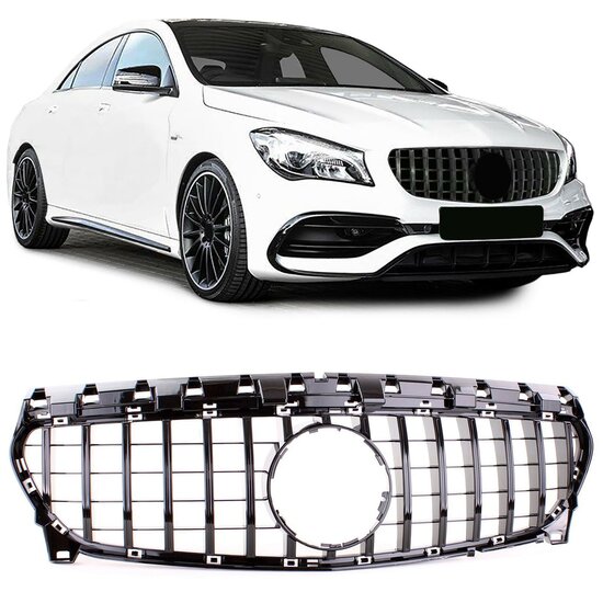 Glanzend zwarte gril passend voor Mercedes CLA C117 en X117 facelift model 2016 - 2019