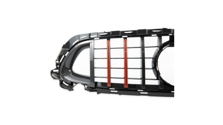 Carbon look grill B-look passend voor Mercedes E-Klasse W213, S213, A238 en C238 model 2020 - 2023 met AMG line voorbumper