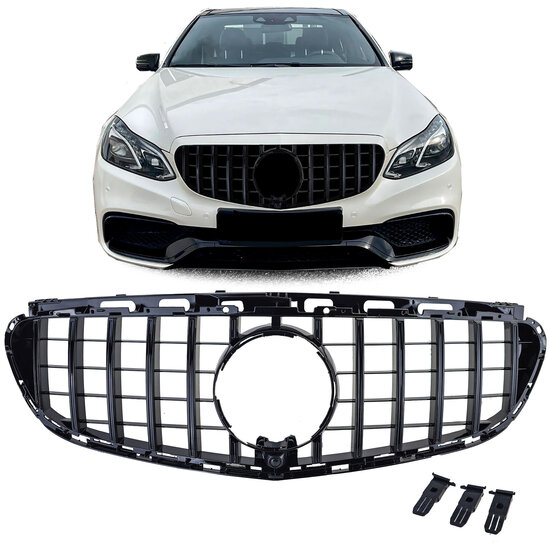 Glanzend zwarte grill passend voor Mercedes E-Klasse W212 en S212 facelift model 2013 - 2016