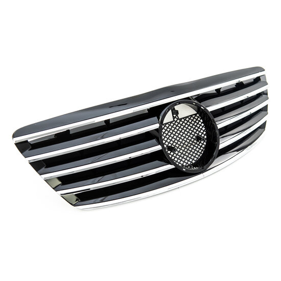 Sport grill chroom en zwart passend voor Mercedes S-Klasse W220 facelift model 2003 - 2005