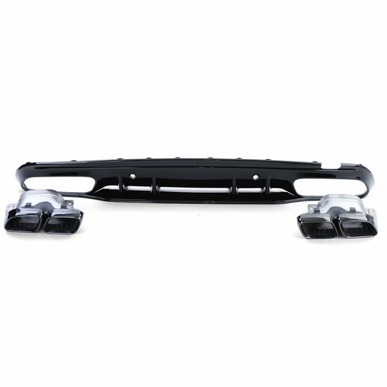 Glanzend zwarte diffuser passend voor Mercedes C-Klasse W205 facelift model 2018 - 2021 
