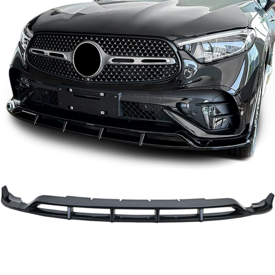Glanzend zwarte frontlip passend voor Mercedes GLC C254 en X254 model vanaf 2022 met AMG-line voorbumper