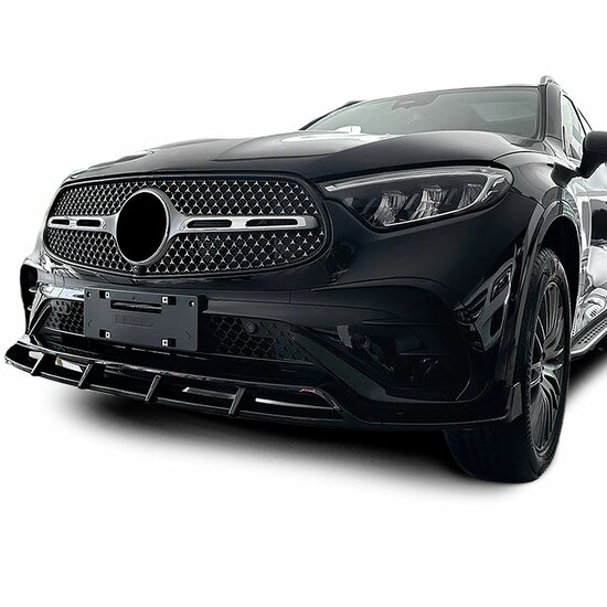 Glanzend zwarte frontlip passend voor Mercedes GLC C254 en X254 model vanaf 2022 met AMG-line voorbumper
