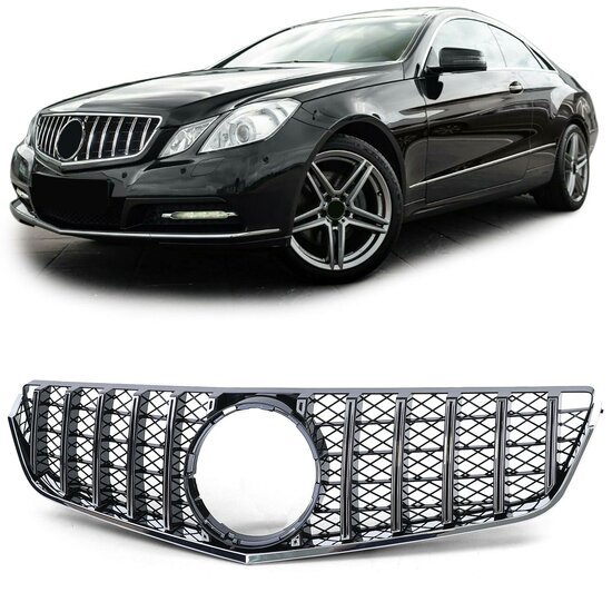Gril glanzend zwart met chroom passend voor Mercedes E-Klasse C207 coupe en A207 cabrio model 2009 - 2013