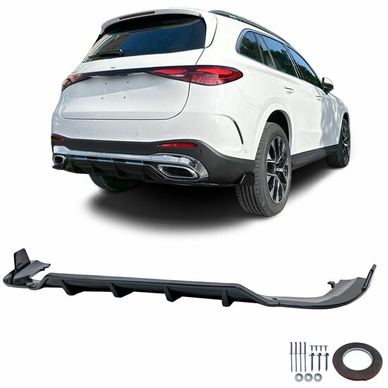 Glanzend zwarte diffuser passend voor Mercedes GLC X254 model vanaf 2022 met AMG-line achterbumper