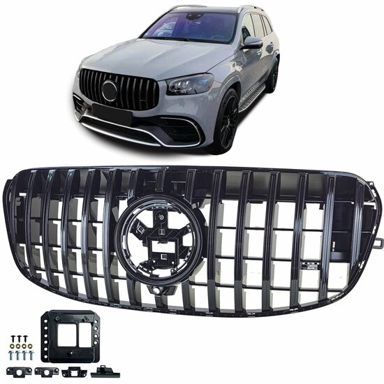 Glanzend zwarte gril passend voor Mercedes GLS-Klasse X167 model vanaf 2019 