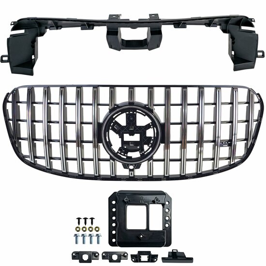 Glanzend zwarte grille met chromen accenten passend voor Mercedes GLS-Klasse X167 model vanaf 2019