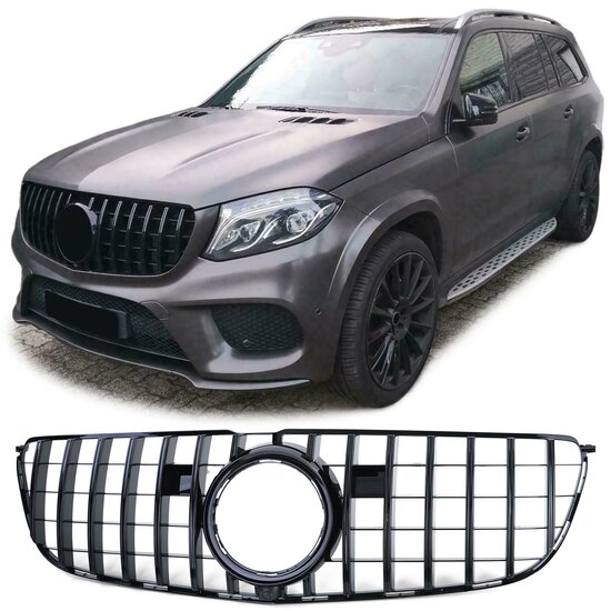 Glanzend zwarte grill passend voor Mercedes GLS X166 model 2015 - 2019