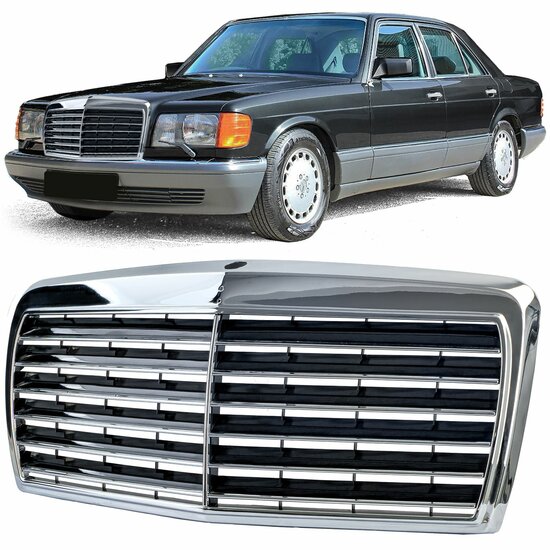 Chromen grille passend voor Mercedes S-Klasse W126 model 1980 - 1991