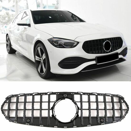Glanzend zwarte grille passend voor Mercedes C-Klasse W206 en S206 met avantgarde voorbumper