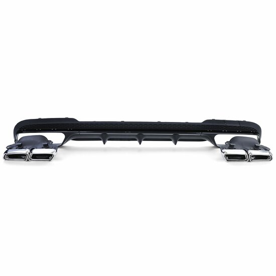 Diffuser glanzend zwart met chromen sierstukken passend voor Mercedes E-Klasse W212 facelift model 2013 - 2016 met AMG-line achterbumper