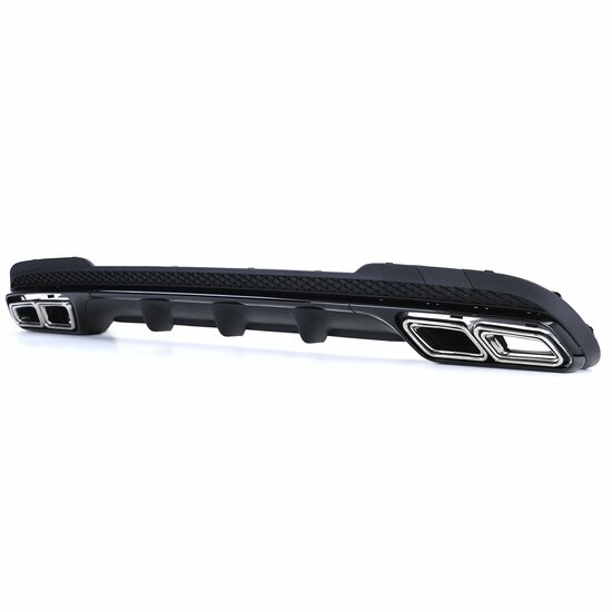 Diffuser glanzend zwart met chromen sierstukken passend voor Mercedes E-Klasse W212 facelift model 2013 - 2016 met AMG-line achterbumper