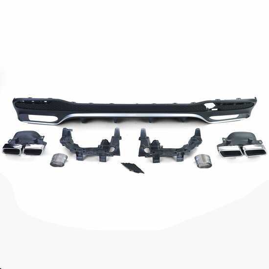 Diffuser glanzend zwart met chromen uitlaatsierstukken passend voor Mercedes GLS X166 model 2015 - 2019