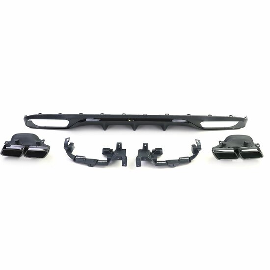 Sport diffuser met zwarte sierstukken passend voor Mercedes E-Klasse W213 model 2016 - 2020 met standaard achterbumper