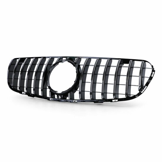 Glanzend zwarte grille met chromen accenten passend voor Mercedes GLC X253 en C253 model 2015 - 2019 met AMG-line voorbumper