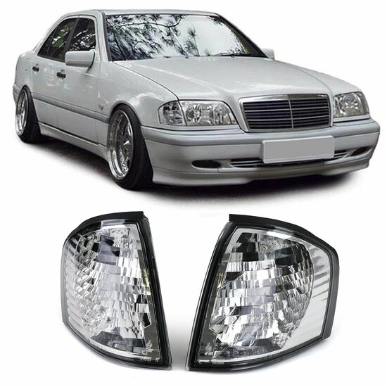 Chromen knipperlichten passend voor Mercedes C-Klasse W202 en S202 model 1993 - 2001
