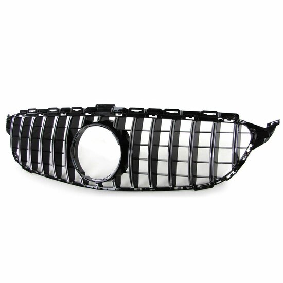 Glanzend zwarte grille met chromen accenten passend voor Mercedes C-Klasse W205 en S205 model 2014 - 2018