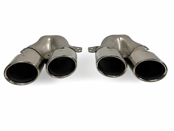 Diffuser glanzend zwart inclusief chromen sierstukken passend voor Mercedes C-Klasse W206 en S206 met AMG-line achterbumper