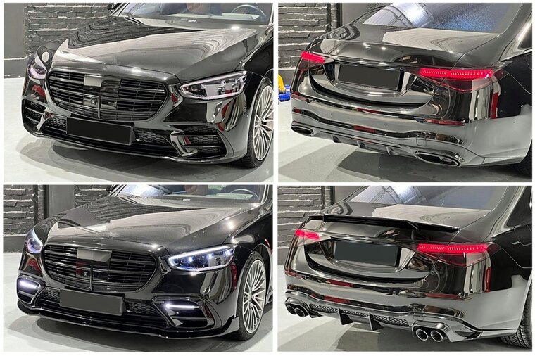 Glanzend zwart aanzetpakket passend voor Mercedes S-Klasse W223 model 2021 - 2026  met AMG-line bumpers