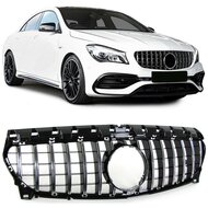 Glanzend zwarte gril met chroom passend voor Mercedes CLA C117 en X117 facelift model 2016 - 2019