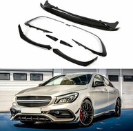 Front bumper aero pakket glanzend zwart passend voor Mercedes CLA C117 en X117 facelift model 2016 - 2019 met AMG-line voorbumper