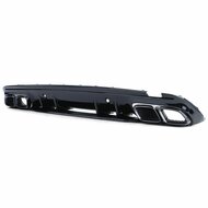 Glanzend zwarte diffuser met glanzend zwarte sierstukken passend voor Mercedes C-Klasse W205 model 2018 - 2021 met AMG-line achterbumper