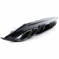 Glanzend zwarte diffuser met glanzend zwarte sierstukken passend voor Mercedes C-Klasse W205 model 2018 - 2021 met AMG-line achterbumper