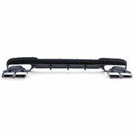 Diffuser glanzend zwart met chromen sierstukken passend voor Mercedes E-Klasse W212 facelift model 2013 - 2016 met AMG-line achterbumper