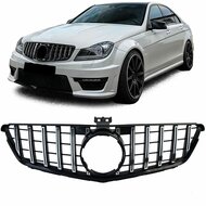 Glanzend zwarte grill met chromen accenten passend voor Mercedes C-Klasse W204, S204 en C204 model 2007 - 2015