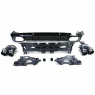 Diffuser glanzend zwart met sierstukken passend voor Mercedes CLS C257 vanaf model 2018 met AMG-line achterbumper