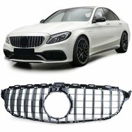 Glanzend zwarte gril met chroom passend voor Mercedes C-Klasse W205, S205, C205 en A205 