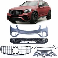 Sport look voorbumper inclusief grille passend voor Mercedes GLC X253 model 2015 - 2022 met parkeersensoren