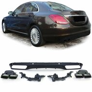 Sport diffuser met chromen sierstukken passend voor Mercedes E-Klasse W213 model 2016 - 2020 met standaard achterbumper