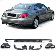 Sport diffuser met zwarte sierstukken passend voor Mercedes E-Klasse W213 model 2016 - 2020 met standaard achterbumper