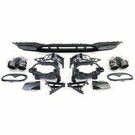 Diffuser glanzend zwart inclusief vier uitlaten sierstukken passend voor Mercedes A-Klasse W177 hatchback met AMG-line achterbumper