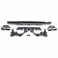Diffuser met chromen sierstukken passend voor Mercedes C-Klasse W205 en S205 met AMG-line achterbumper model 2014 - 2018