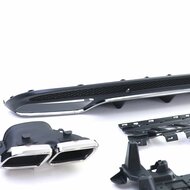 Diffuser met chromen sierstukken passend voor Mercedes C-Klasse W205 en S205 met AMG-line achterbumper model 2014 - 2018