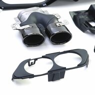 Sport diffuser met zwarte sierstukken vier uitlaten passend voor Mercedes E-Klasse W213 model vanaf 2016 - 2020 met AMG-line achterbumper