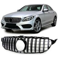 Glanzend zwarte grille met chromen accenten passend voor Mercedes C-Klasse W205 en S205 model 2014 - 2018