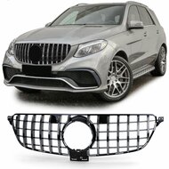 Glanzend zwarte grille met chromen accenten passend voor Mercedes GLE-Klasse W166 met AMG-line bumper